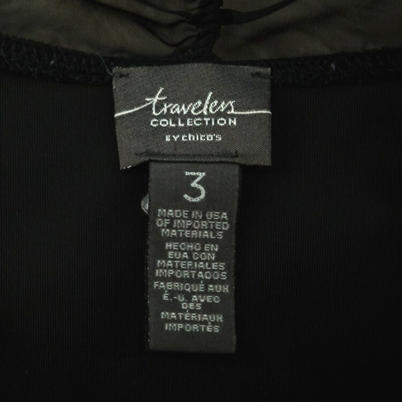 Chico's 3 Size XL Traveler's Black Velvet Ruffle Open Front Cardigan Jacket - Picture 3 of 6